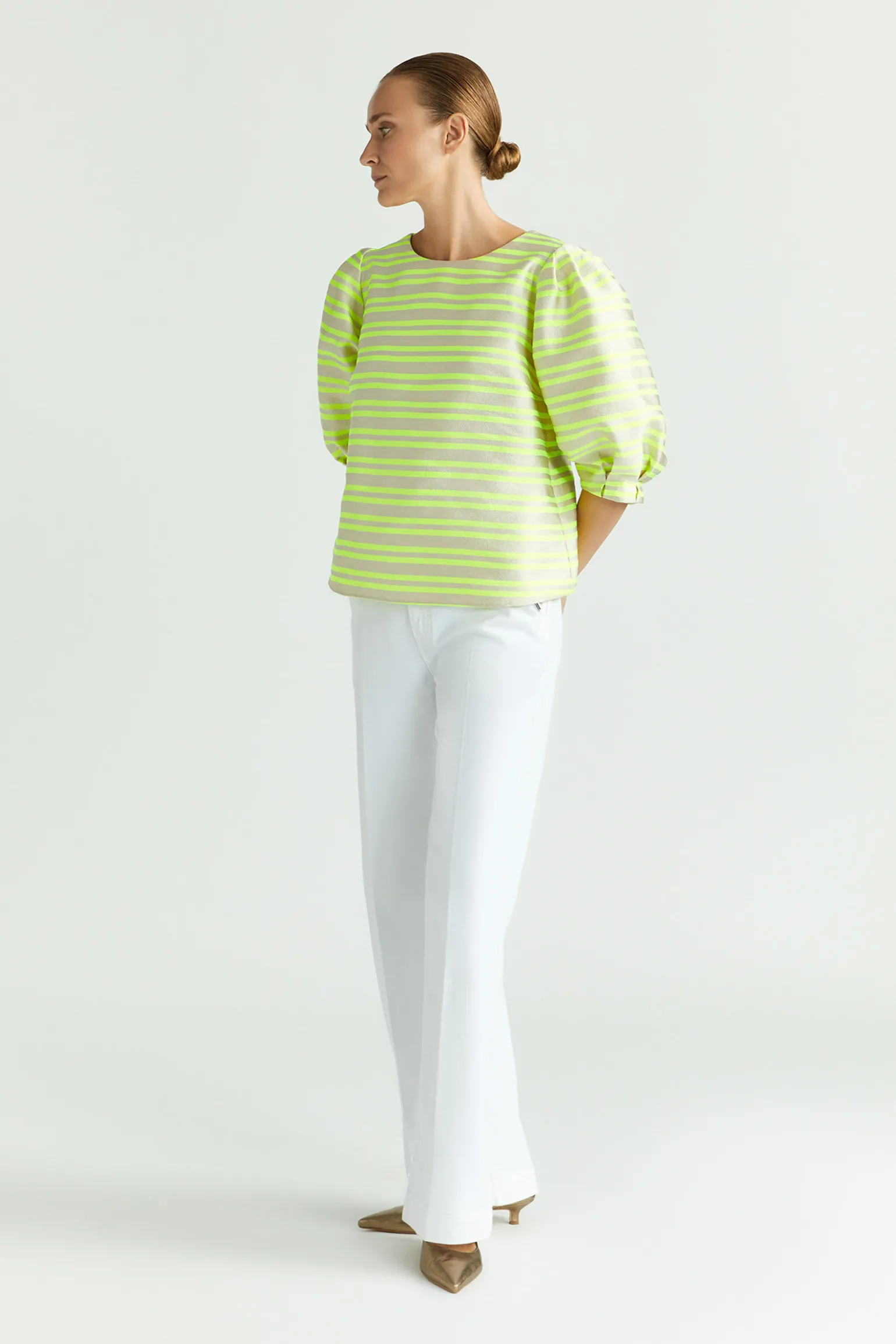 Bluse aus Taft mit Ballonärmeln