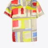 Farbenfrohe Bluse mit V-Ausschnitt