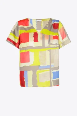 Farbenfrohe Bluse mit V-Ausschnitt