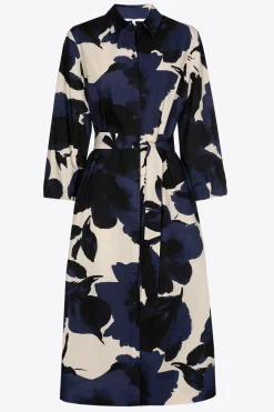 Gerade geschnittenes Blusenkleid mit Bindegürtel