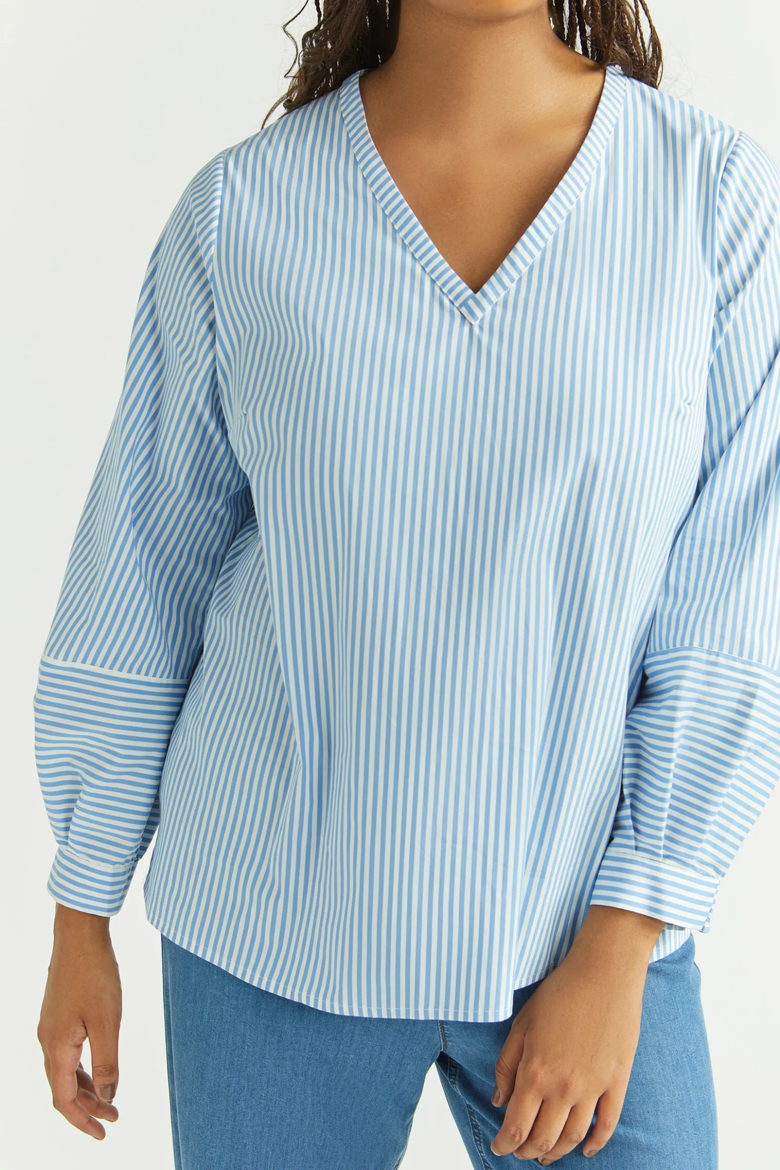 Gestreifte Bluse mit Stretchanteil