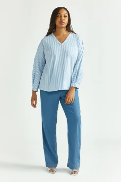 Gestreifte Bluse mit Stretchanteil