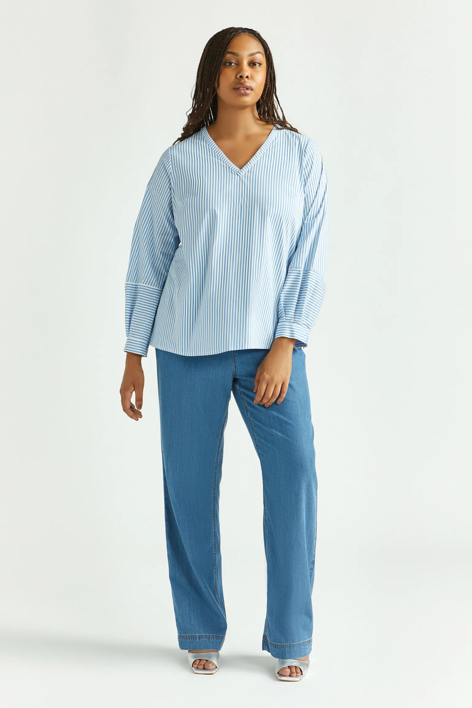 Gestreifte Bluse mit Stretchanteil