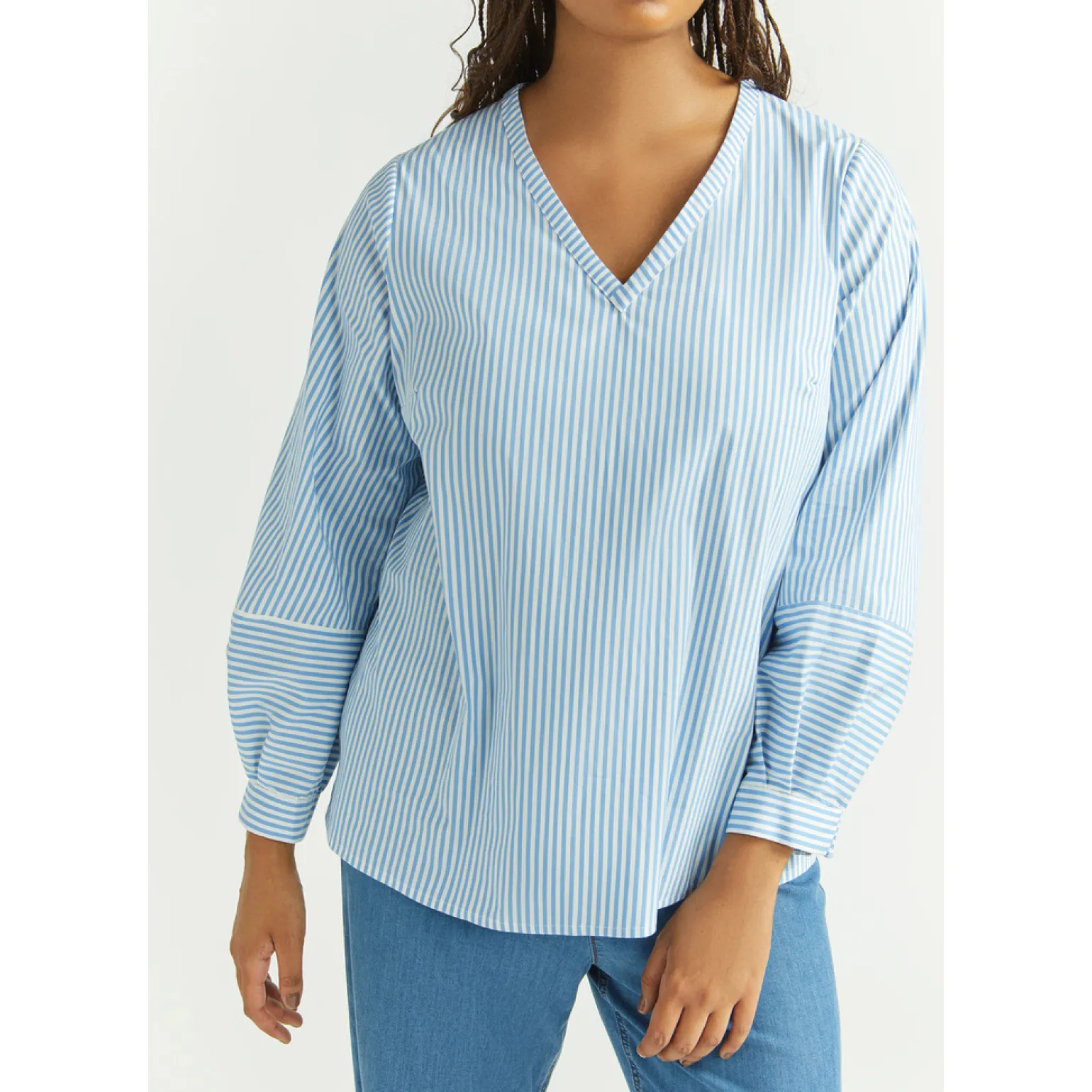 Gestreifte Bluse mit Stretchanteil