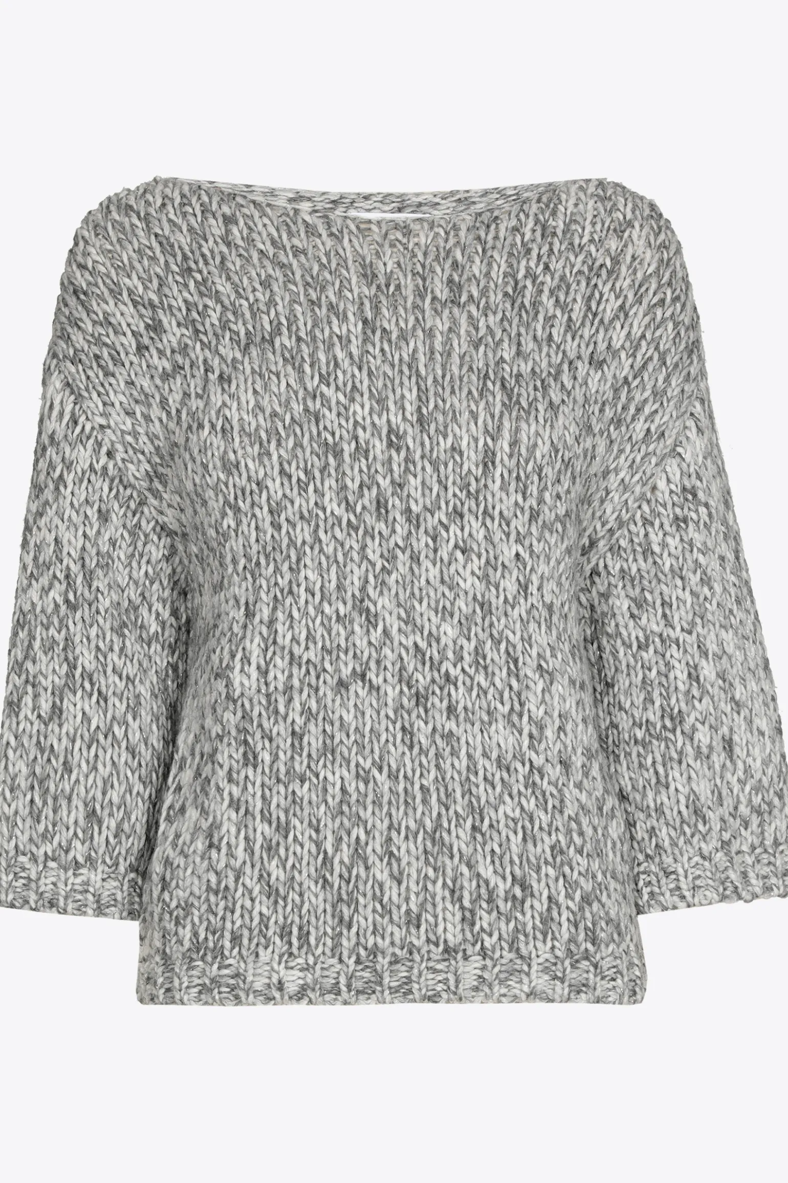 Grobstrick-Pullover mit Goldfaden-Detail