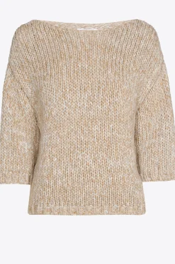 Grobstrick-Pullover mit Goldfaden-Detail