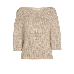 Grobstrick-Pullover mit Goldfaden-Detail