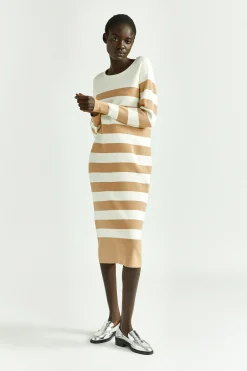 Halblanges Kleid mit Blockstreifen