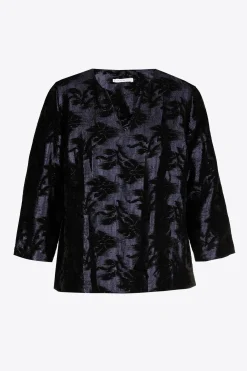 Jacquardbluse mit Blumenmuster