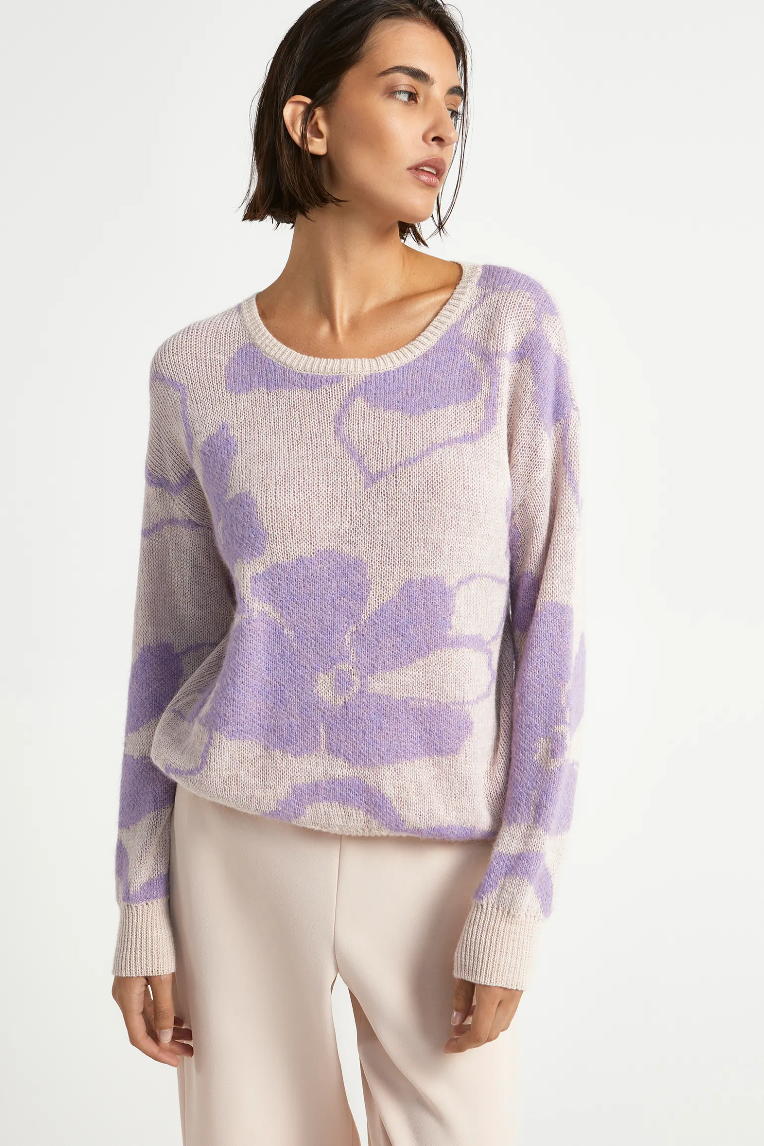Jacquard-Strick mit Blumenmuster