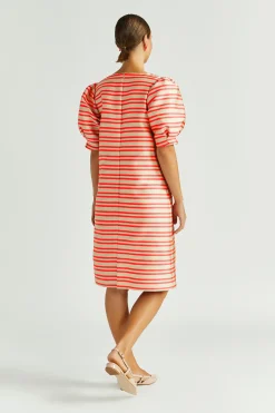 Kleid aus Taft mit Ballonärmeln