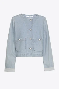 Kurze Jeansjacke mit Knöpfen