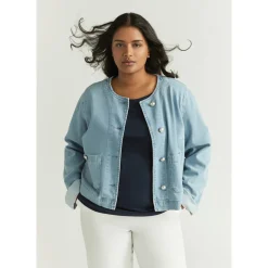 Kurze Jeansjacke mit Knöpfen