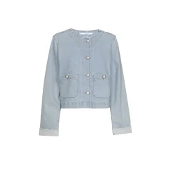Kurze Jeansjacke mit Knöpfen