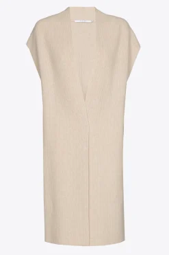 Lange ärmellose Strickjacke
