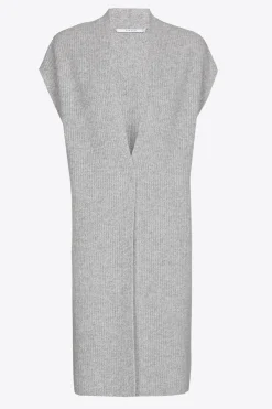 Lange ärmellose Strickjacke