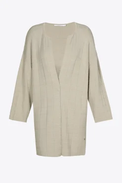 Langes Gilet mit Blockmuster