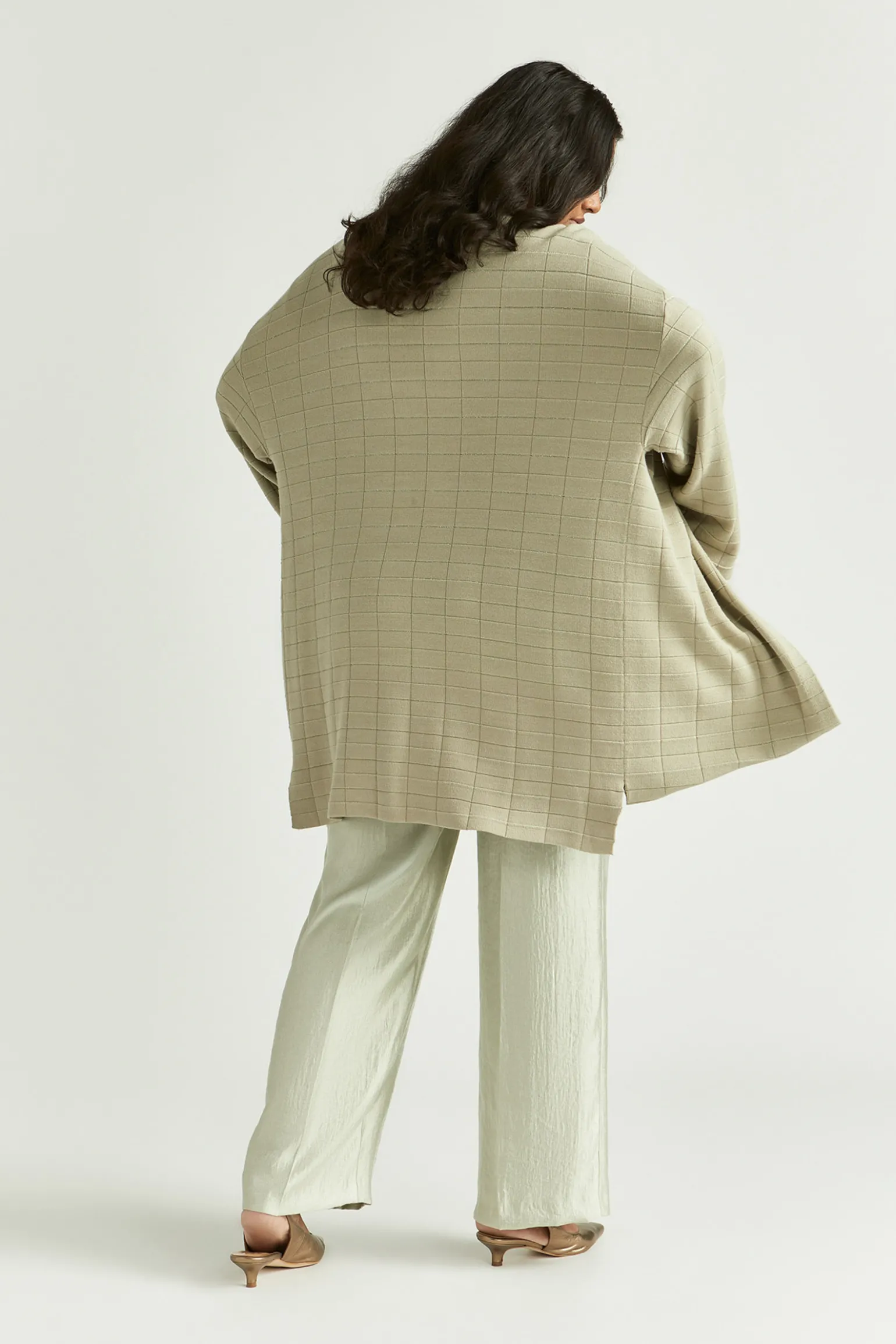 Langes Gilet mit Blockmuster