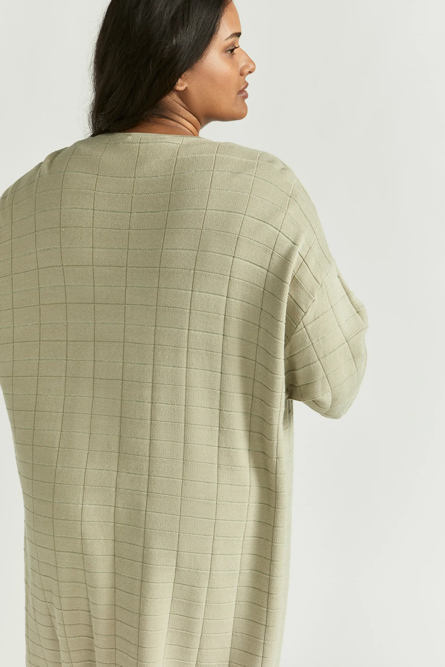 Langes Gilet mit Blockmuster