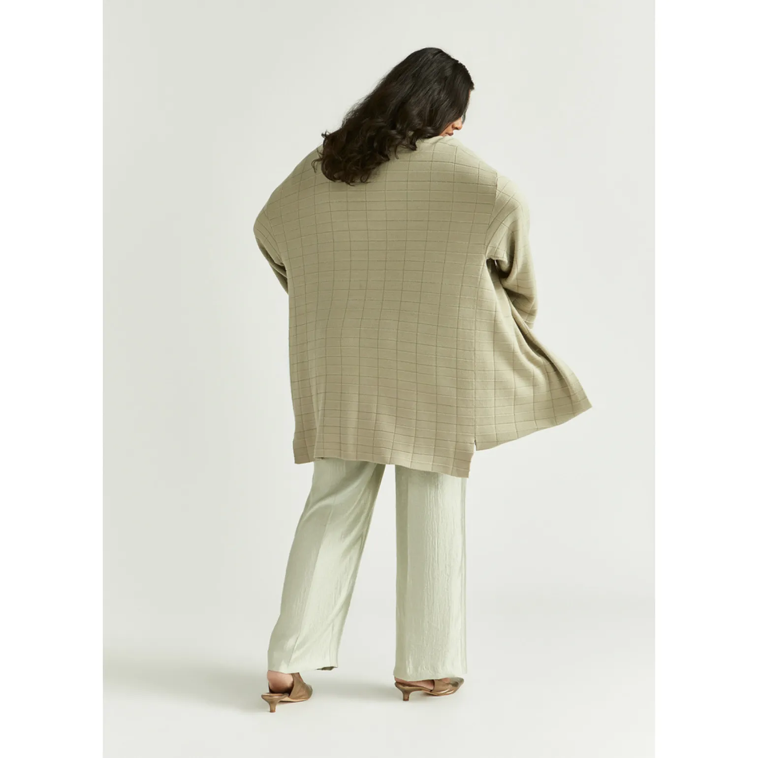 Langes Gilet mit Blockmuster