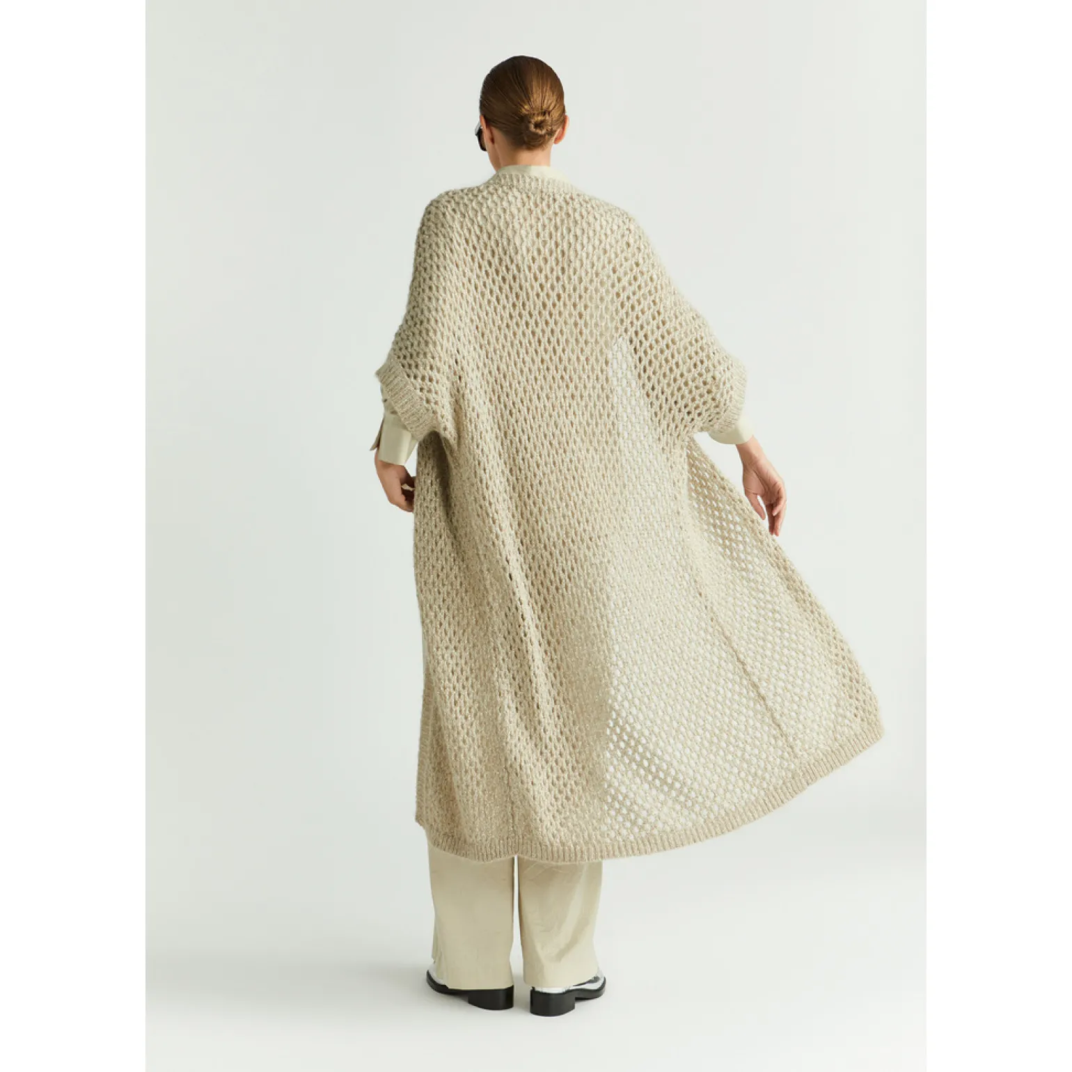 Langes Kimonogilet mit Alpaka-Anteil