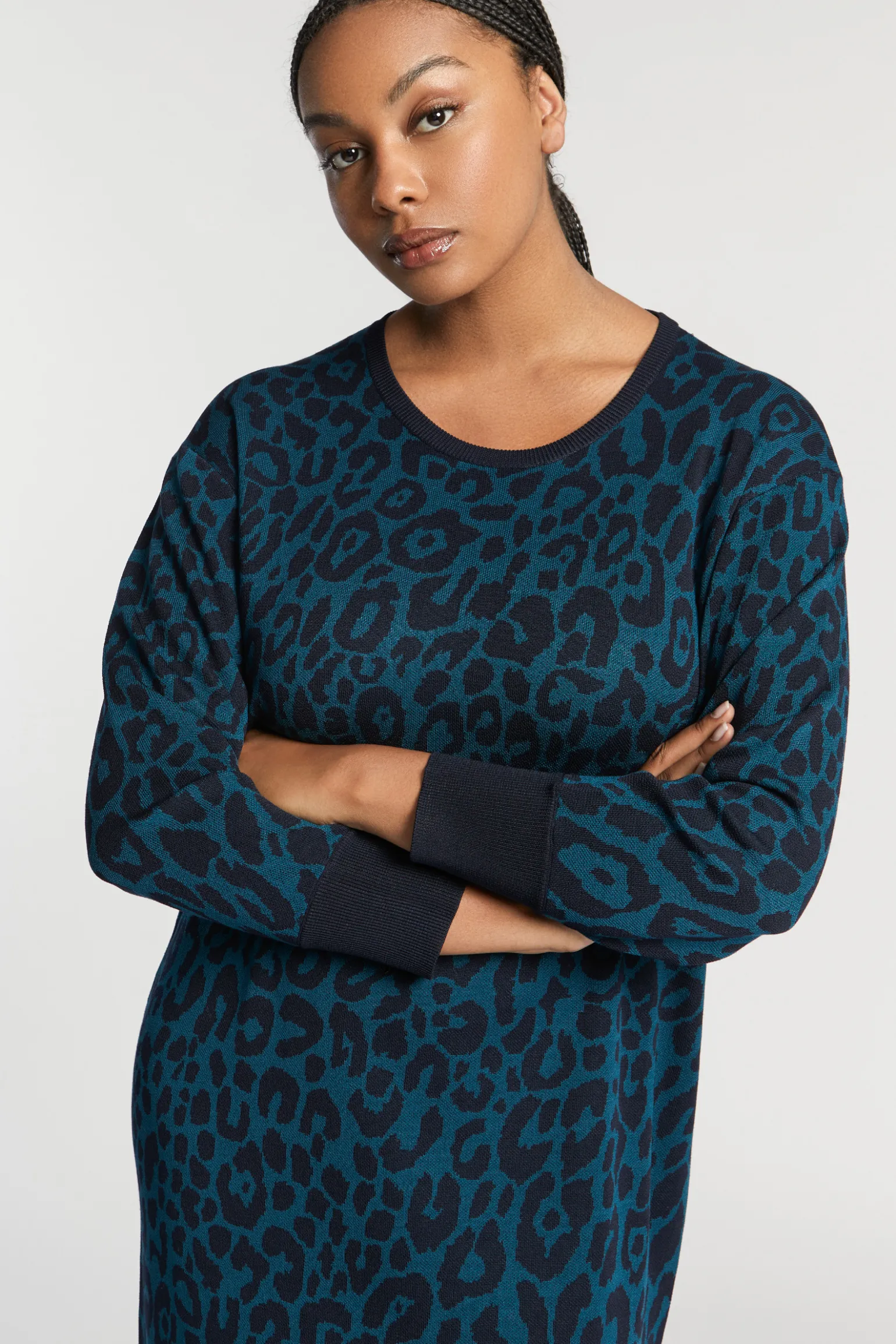 Langes Kleid mit Leopardenmuster