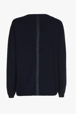 Navyblauer Cashmere Pullover mit V-Ausschnitt