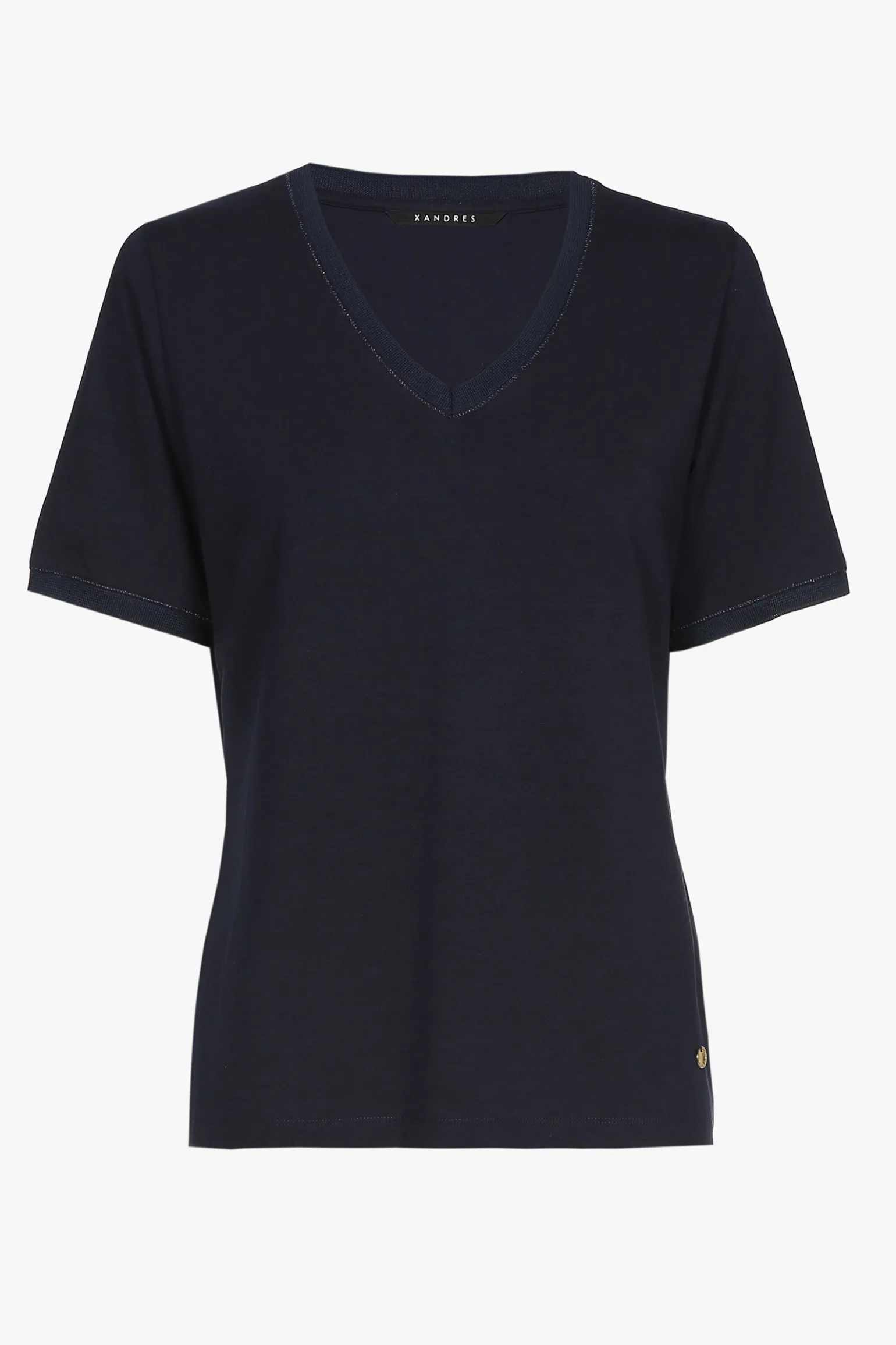 Navyblaues Kurzarm-T-Shirt mit V-Ausschnitt