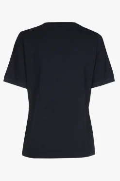 Navyblaues Kurzarm-T-Shirt mit V-Ausschnitt