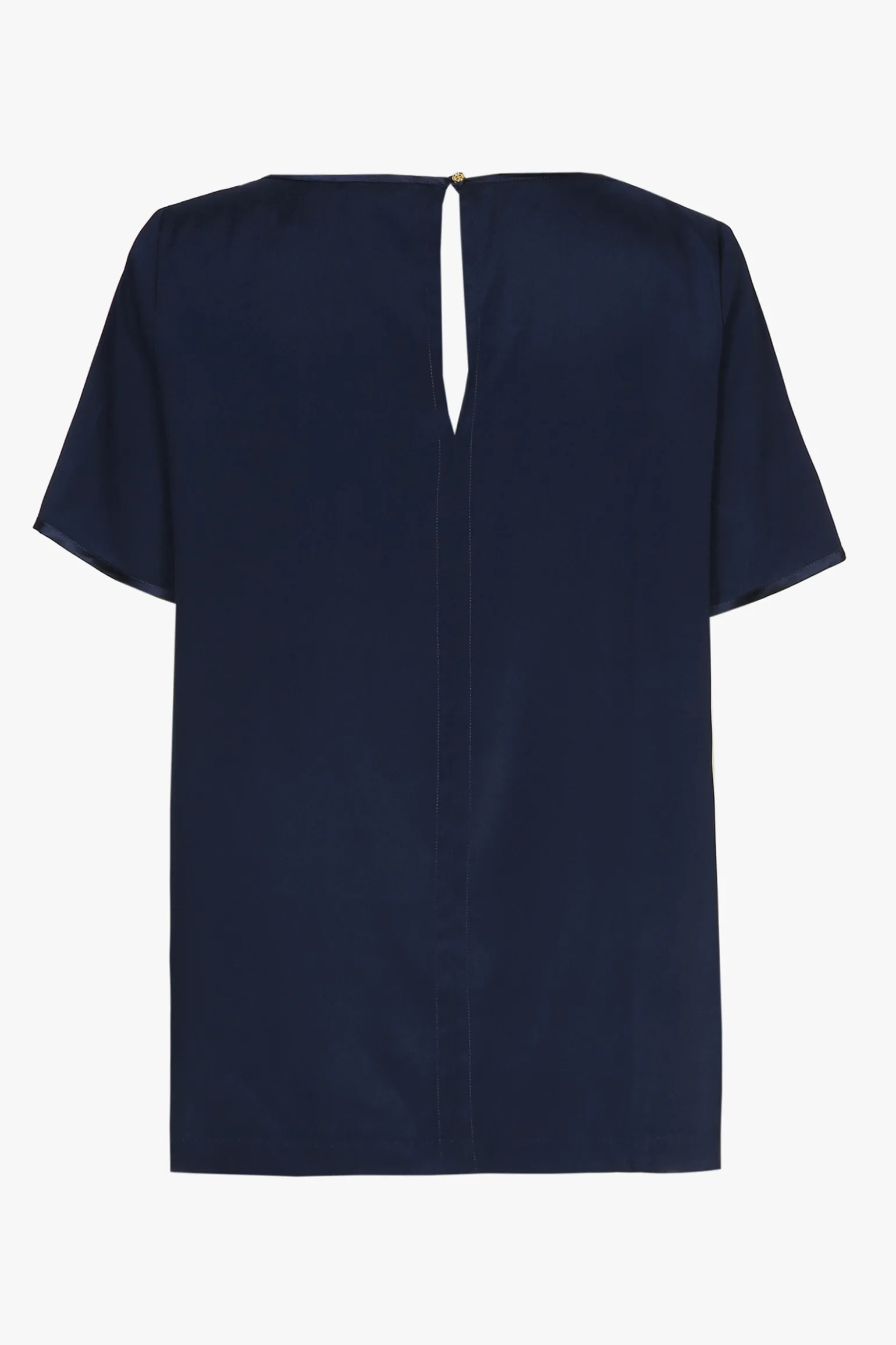 Navyblaues Kurzarm-T-Shirt aus Seide