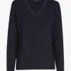Navyblaues Longsleeve T-Shirt mit V-Ausschnitt