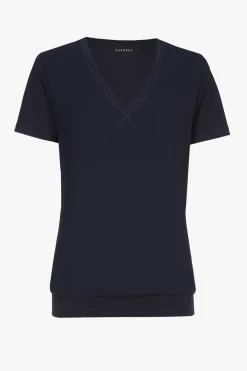 Navyblaues T-Shirt mit V-Ausschnitt