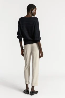 Pullover mit horizontalem Zopfmuster