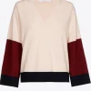 Pullover mit V-Ausschnitt und Farbblockmuster