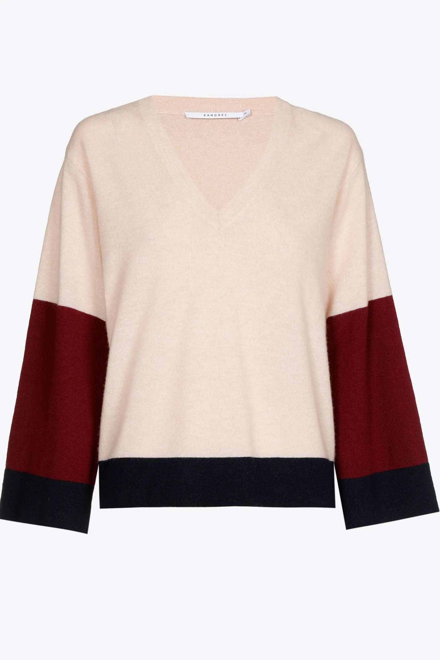 Pullover mit V-Ausschnitt und Farbblockmuster