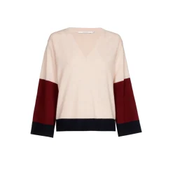 Pullover mit V-Ausschnitt und Farbblockmuster