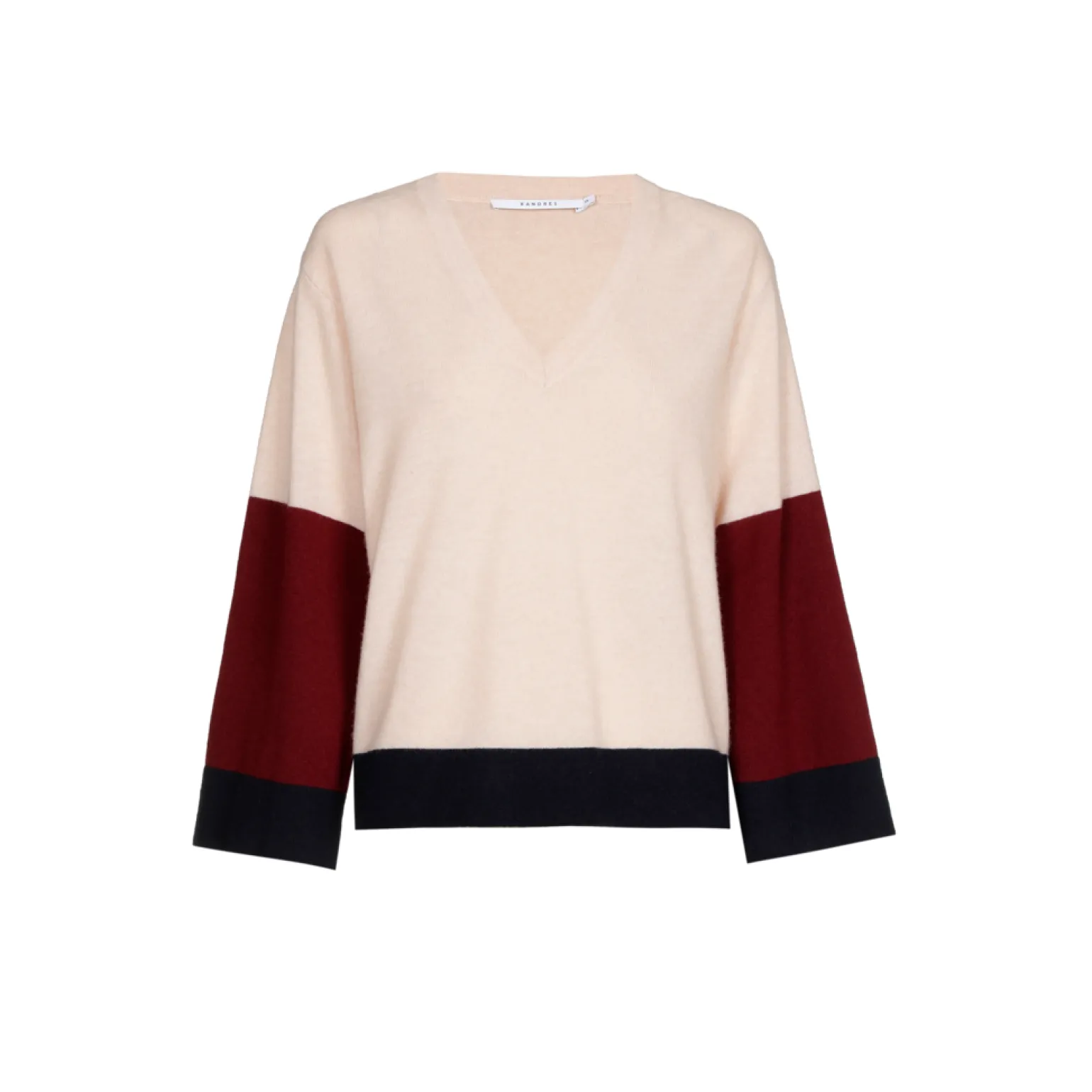 Pullover mit V-Ausschnitt und Farbblockmuster