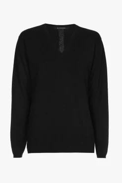 Schwarzer Cashmere Pullover mit V-Ausschnitt