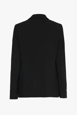 Schwarzer taillierter, knitterfreier Blazer