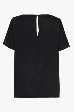 Schwarzes Kurzarm-T-Shirt aus Seide