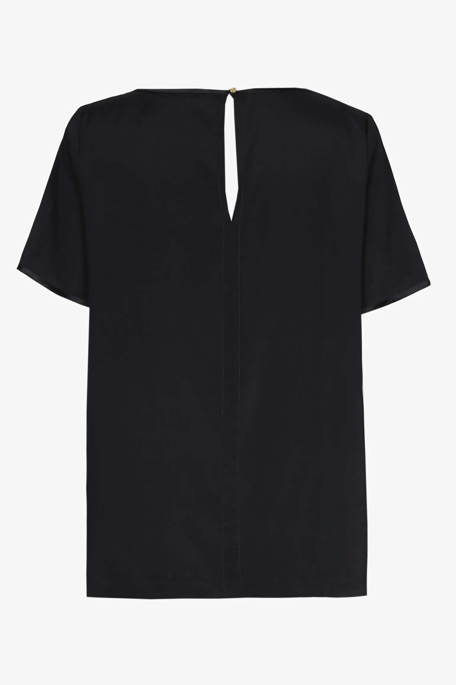 Schwarzes Kurzarm-T-Shirt aus Seide
