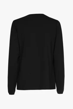 Schwarzes Longsleeve T-Shirt mit V-Ausschnitt