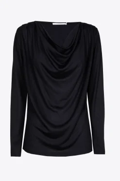 T-Shirt mit drapiertem Kragen