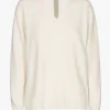 Weißer Cashmere Pullover mit V-Ausschnitt