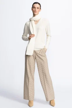 Weißer Cashmere Pullover mit V-Ausschnitt