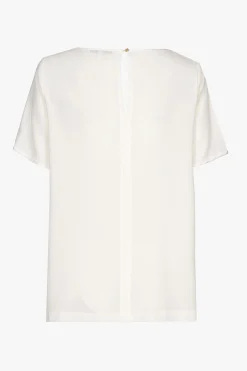 Weißes Kurzarm-T-Shirt aus Seide