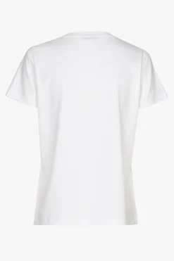 Weißes T-Shirt mit Rundhalsausschnitt und kurzen Ärmeln